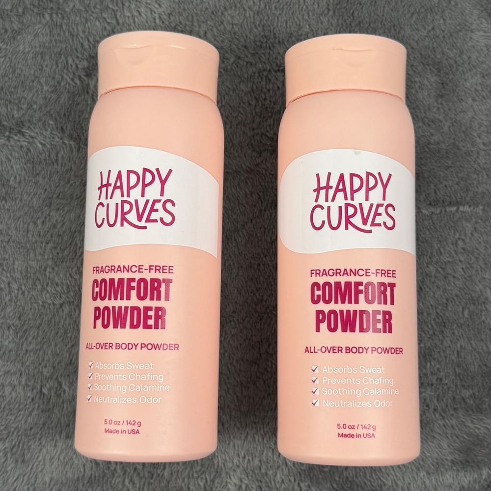 Happy Curves Comfort Powder 5oz Fragrance-Free Body Powder 2 Pack NEW